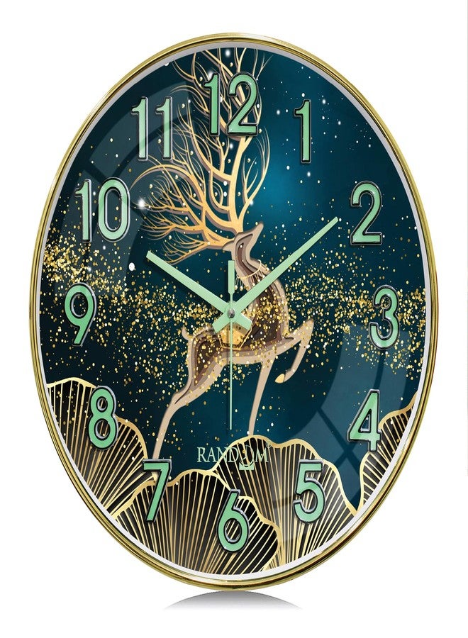 راندم ساعة حائط راديوم مقاس 12.75 بوصة (إطار ذهبي، وجه معدني) - Image 1